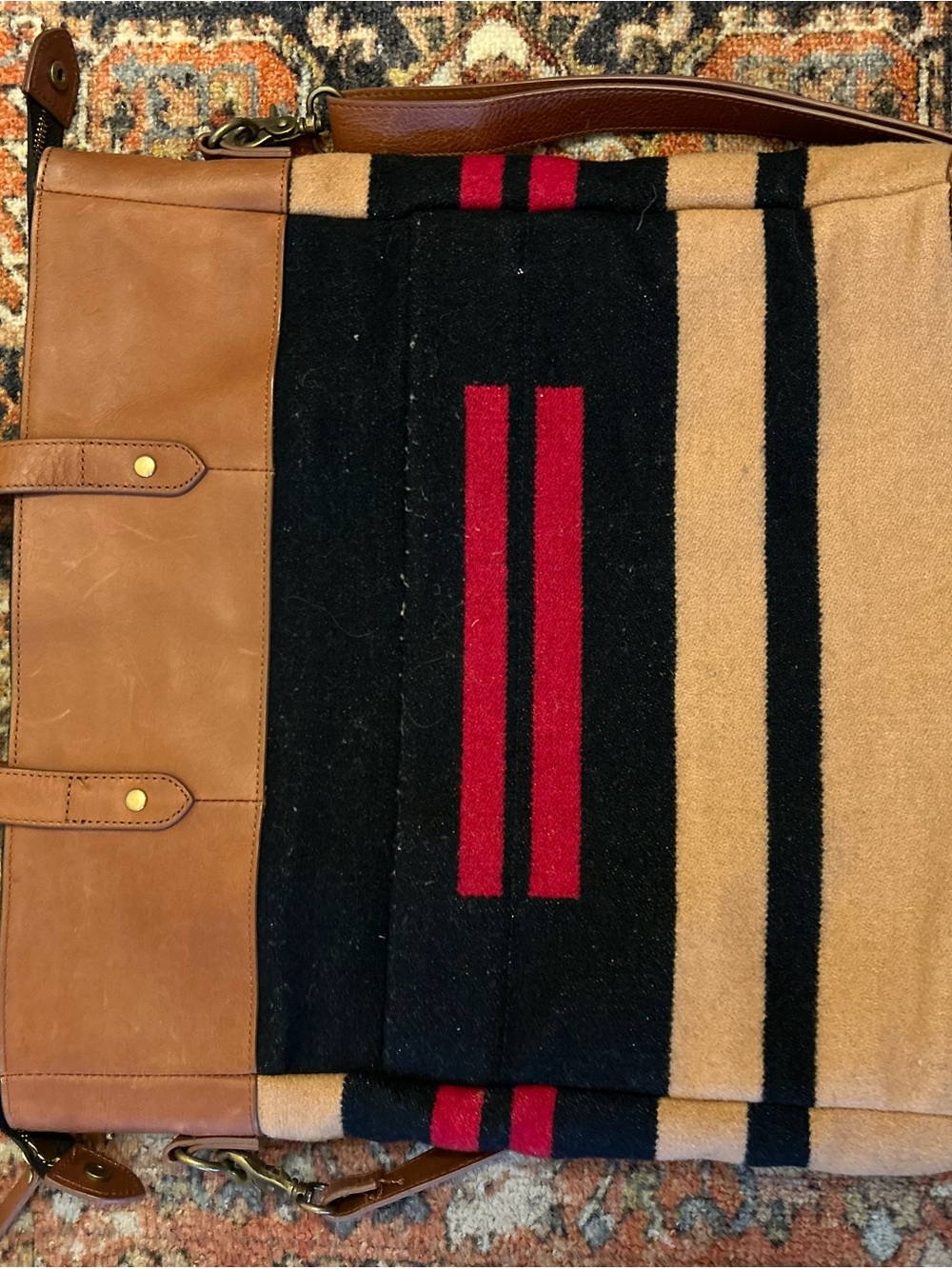 Pendleton Leather & Wool Laptop / Messenger Tote - Picture 7 of 10